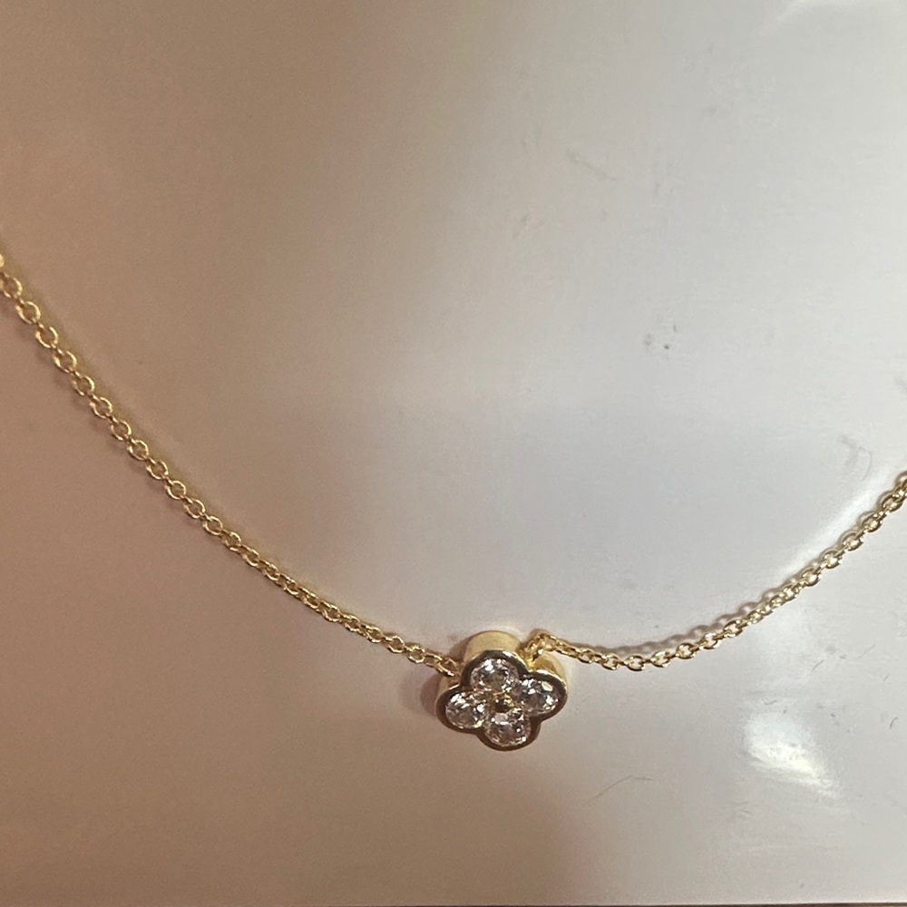 Electric Picks Gold Necklace with Gold Flower Pendant - Picture 2 of 3